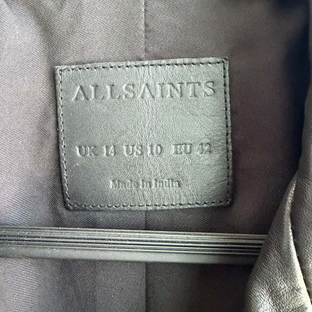 AllSaints Dalby Black Lamb Leather Biker Jacket - Picture 3 of 4